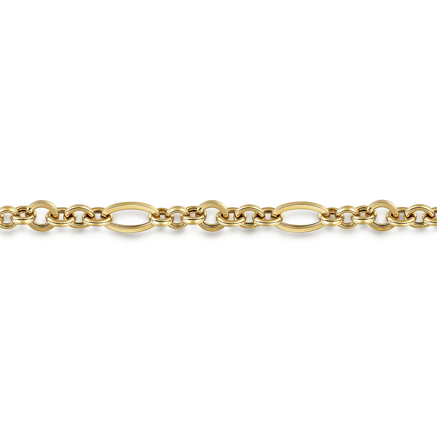 14K Yellow Gold Hollow Figaro Link Chain Bracelet