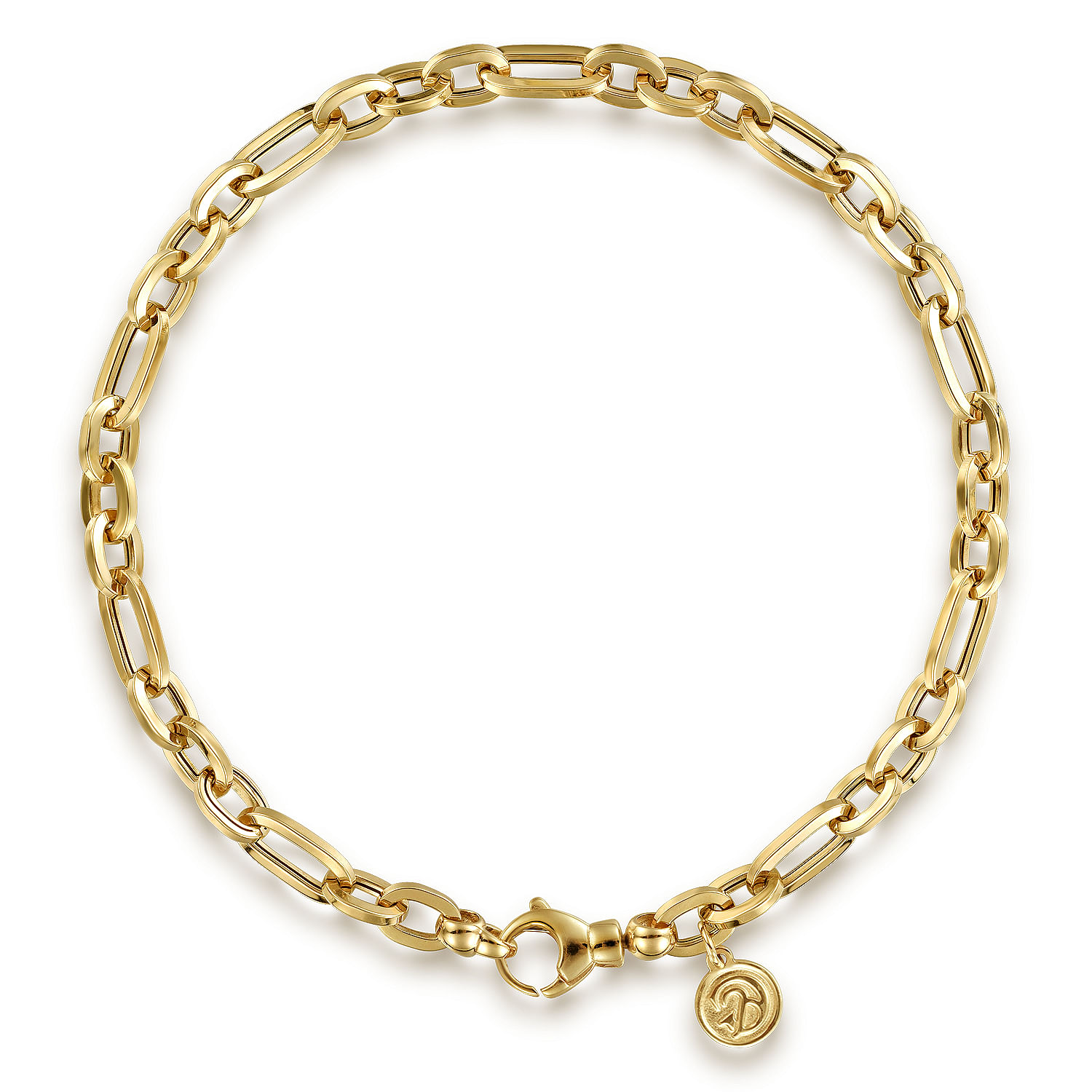 14K Yellow Gold Hollow Link Chain Bracelet