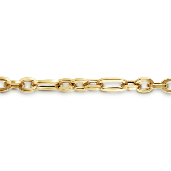 14K Yellow Gold Hollow Link Chain Bracelet angle 2