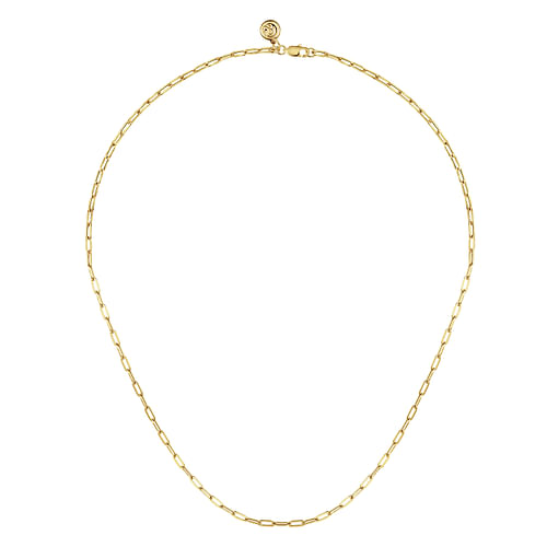 14K Yellow Gold Hollow Paper Clip Chain Necklace