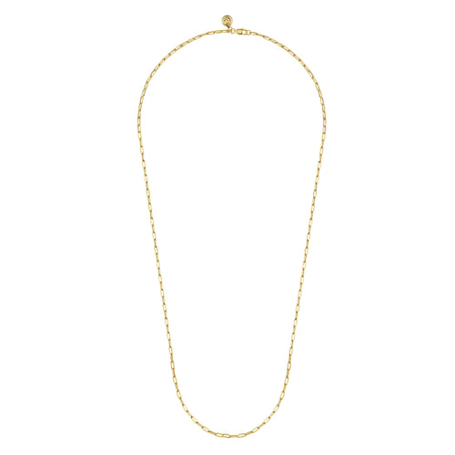 14K Yellow Gold Hollow Paper Clip Chain Necklace