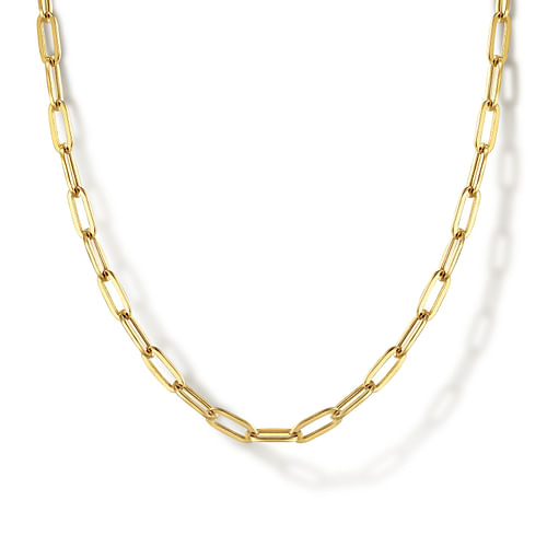 14K Yellow Gold Hollow Paper Clip Chain Necklace