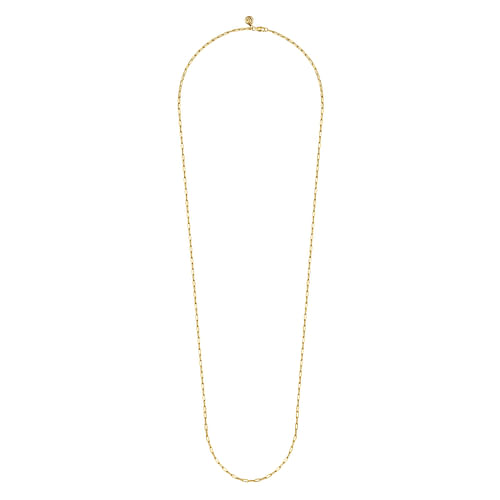 14K Yellow Gold Hollow Paper Clip Chain Necklace