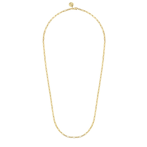 14K Yellow Gold Hollow Paper Clip Chain Necklace