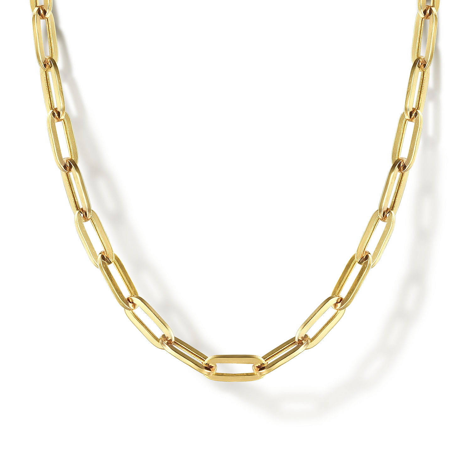 Gabriel - 14K Yellow Gold Hollow Paper Clip Chain Necklace