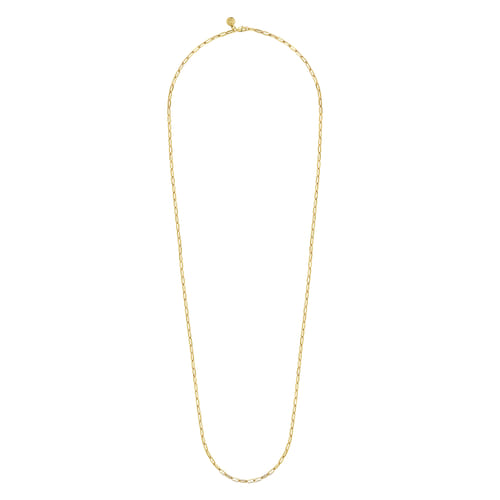 14K Yellow Gold Hollow Paper Clip Chain Necklace