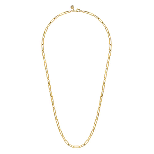 14K Yellow Gold Hollow Paper Clip Chain Necklace