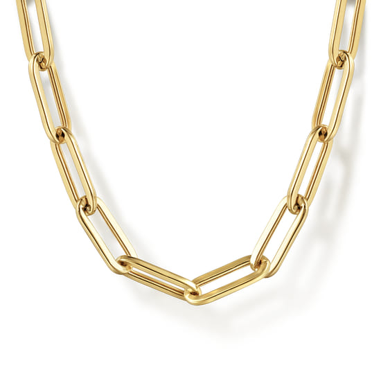Gabriel - 14K Yellow Gold Hollow Paper Clip Chain Necklace