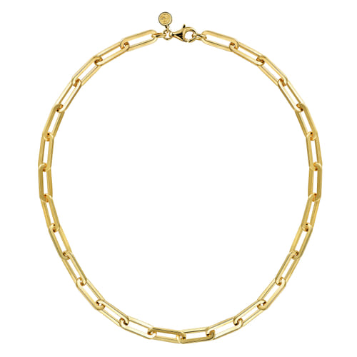 14K Yellow Gold Hollow Paper Clip Chain Necklace 14K Yellow Gold Hollow Paper Clip Chain Necklace