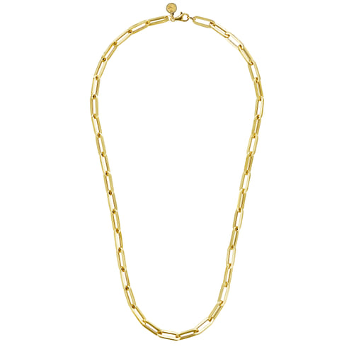 14K Yellow Gold Hollow Paper Clip Chain Necklace 14K Yellow Gold Hollow Paper Clip Chain Necklace
