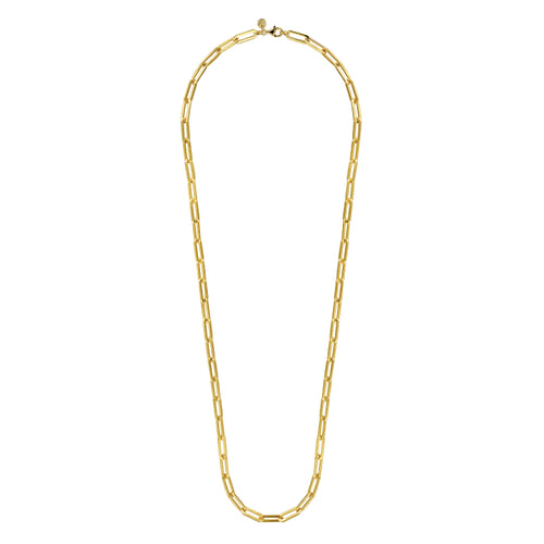14K Yellow Gold Hollow Paper Clip Chain Necklace 14K Yellow Gold Hollow Paper Clip Chain Necklace