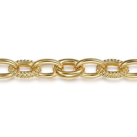 14K Yellow Gold Hollow Tube Bujukan Link Bracelet angle 2