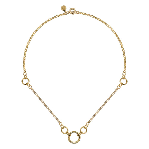 14K Yellow Gold Hollow Tube Link Necklace
