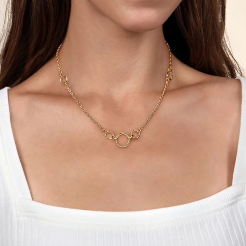 14K Yellow Gold Hollow Tube Link Necklace