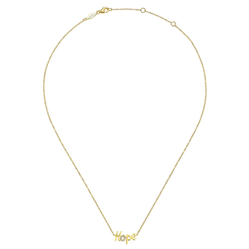 14K Yellow Gold Hope Necklace with Diamond Pavé