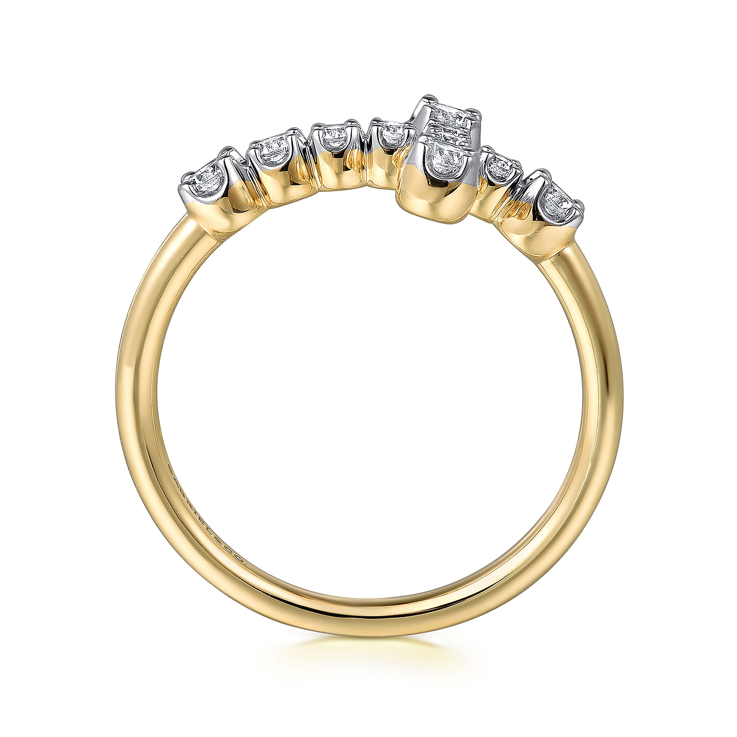 14K Yellow Gold Horizontal Diamond  Cross Ladies Ring
