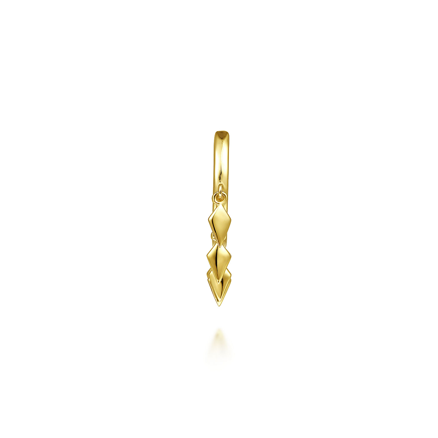 14K Yellow Gold Huggie with Spear Drops  