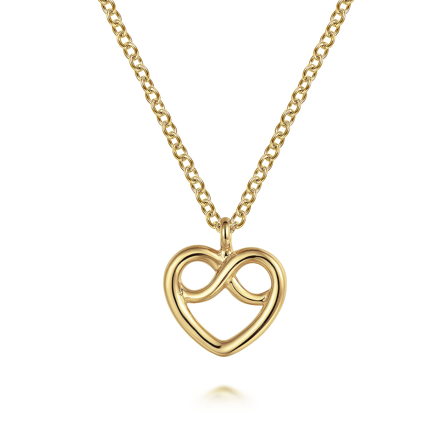 14K Yellow Gold Infinity Heart Pendant Necklace