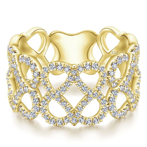 14K Yellow Gold Infinity Sign Diamond Band