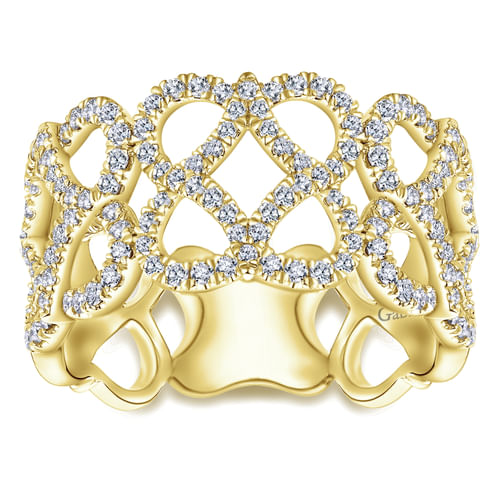 14K Yellow Gold Infinity Sign Diamond Band