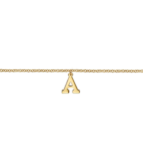 14K Yellow Gold Initial A Bracelet