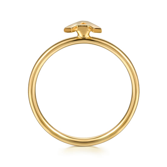 14K Yellow Gold Initial A Stackable Ring angle 2