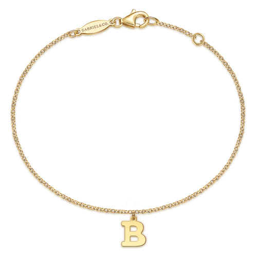 14K Yellow Gold Initial B Bracelet