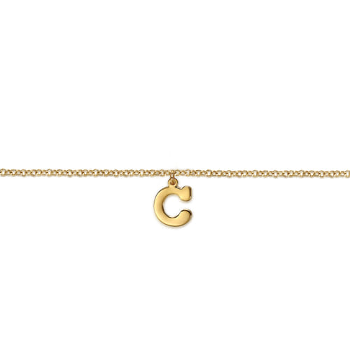 14K Yellow Gold Initial C Bracelet