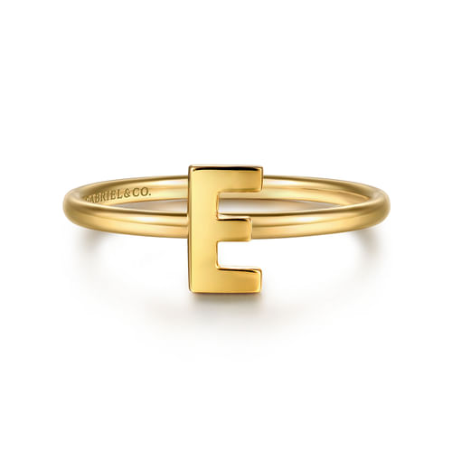 14K Yellow Gold Initial E Stackable Ring