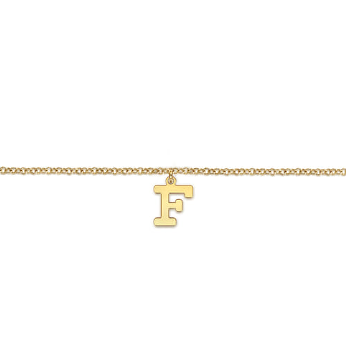 14K Yellow Gold Initial F Bracelet