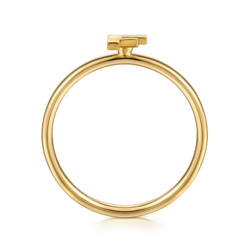 14K Yellow Gold Initial F Stackable Ring