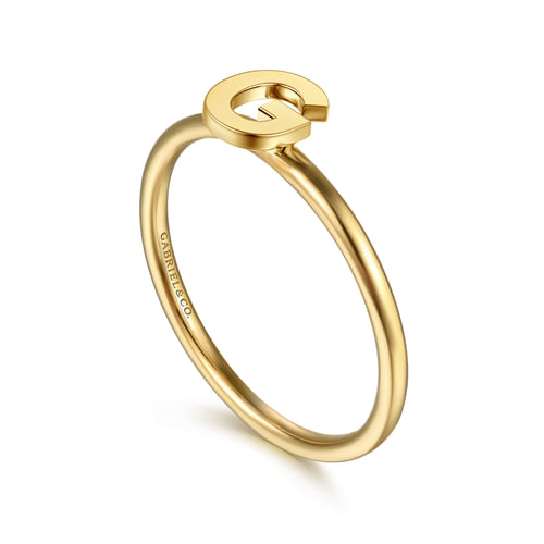 14K Yellow Gold Initial G Stackable Ring