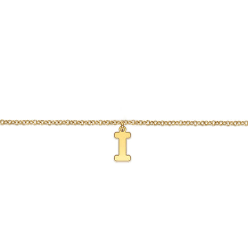 14K Yellow Gold Initial I Bracelet