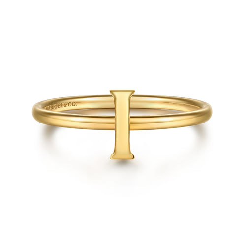 14K Yellow Gold Initial I Stackable Ring