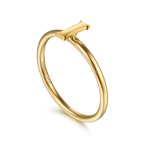 14K Yellow Gold Initial I Stackable Ring