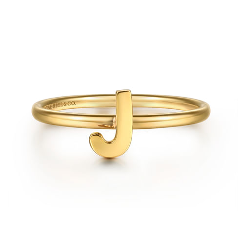 14K Yellow Gold Initial J Stackable Ring