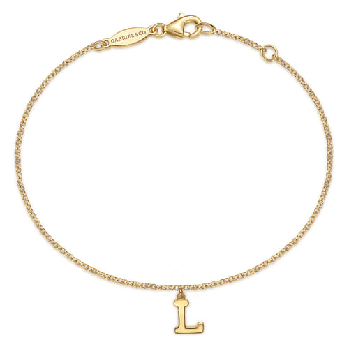 14K Yellow Gold Initial L Bracelet
