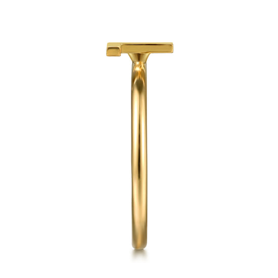 14K Yellow Gold Initial L Stackable Ring angle 4