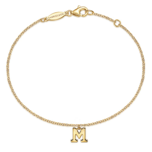 14K Yellow Gold Initial M Bracelet