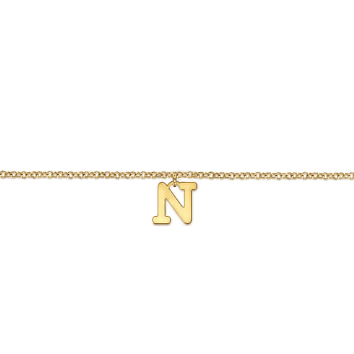 14K Yellow Gold Initial N Bracelet