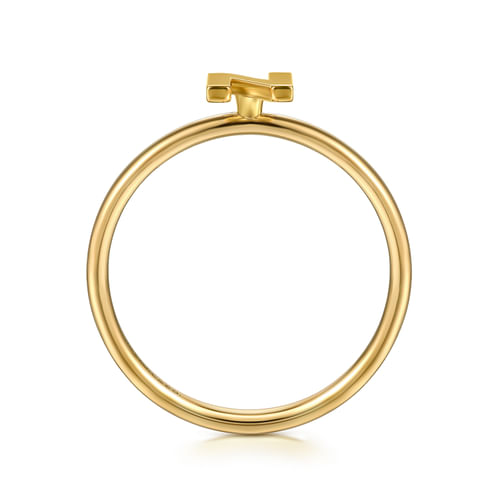 14K Yellow Gold Initial N Stackable Ring