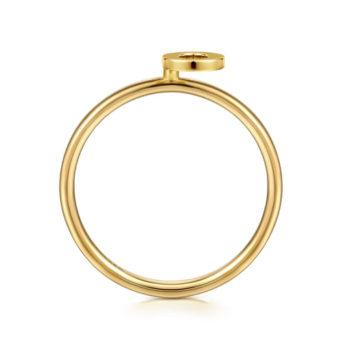 14K Yellow Gold Initial O Stackable Ring