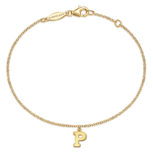 14K Yellow Gold Initial P Bracelet