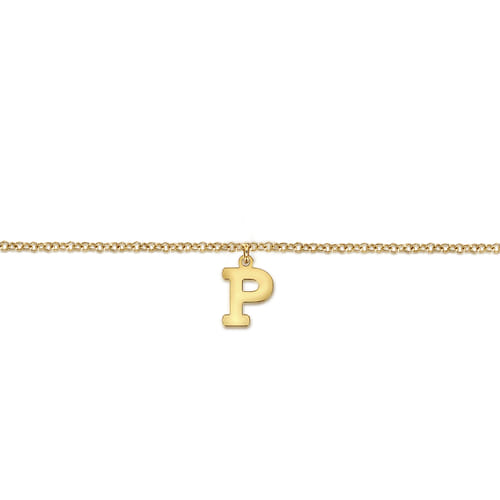 14K Yellow Gold Initial P Bracelet