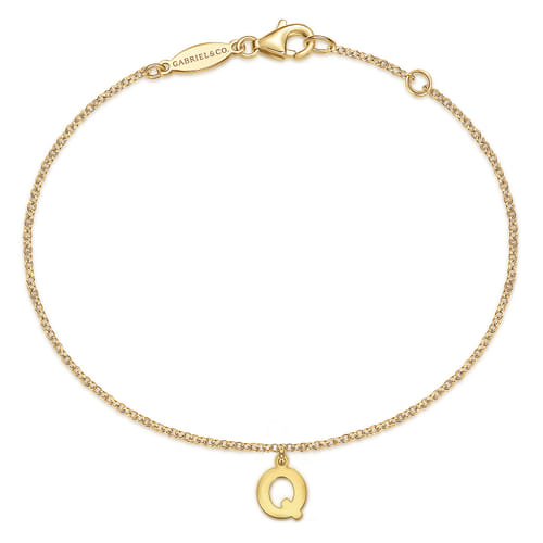 14K Yellow Gold Initial Q Bracelet