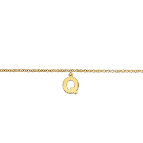 14K Yellow Gold Initial Q Bracelet
