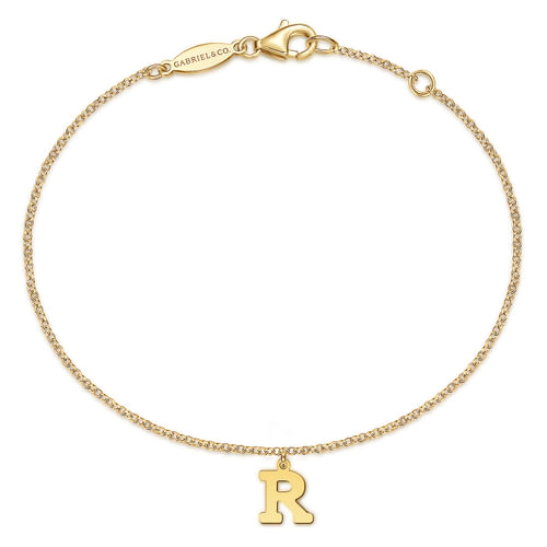 14K Yellow Gold Initial R Bracelet