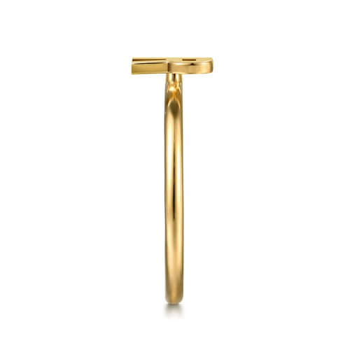 14K Yellow Gold Initial R Stackable Ring