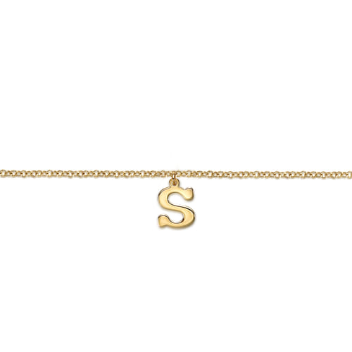 14K Yellow Gold Initial S Bracelet
