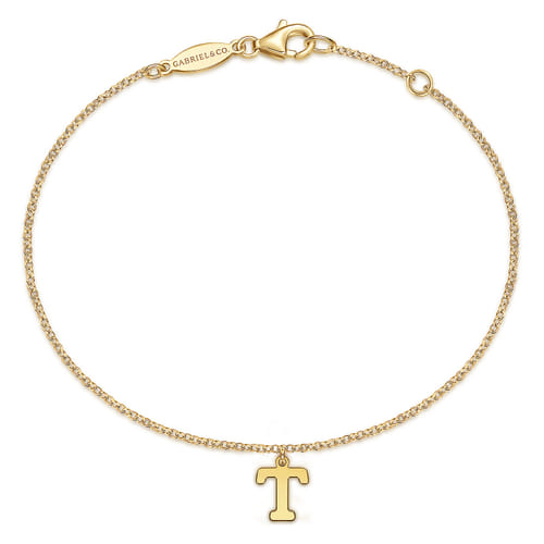 14K Yellow Gold Initial T Bracelet
